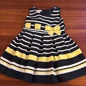 Bonnie Jean Blue and White Pleated Fit and Flare Dress